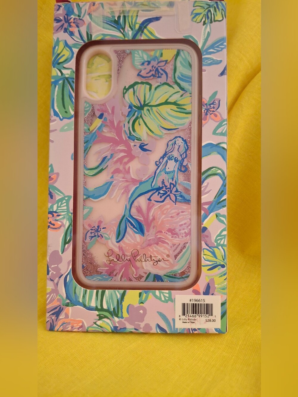 Lilly Pulitzer Pink Floral Mermaid iPhone X/XS Case Turquoise & Yellow Accents
